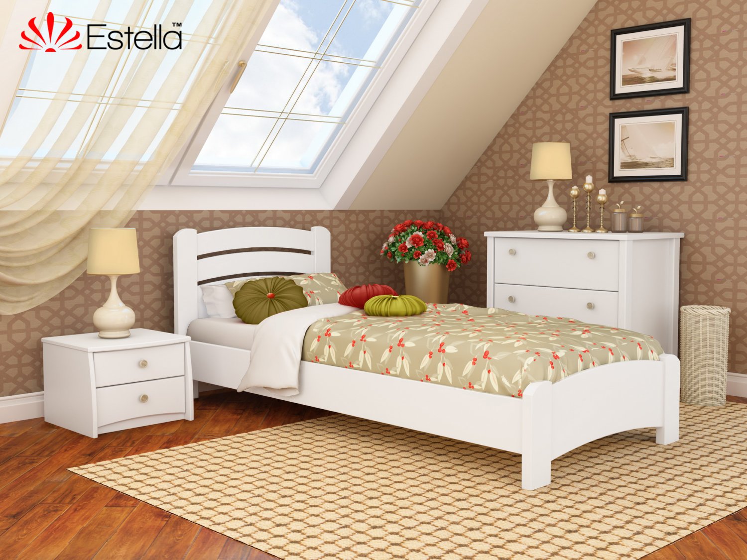 

Кровать односпальная Венеция Люкс Estella 90х190 107 - белый Щит Л25