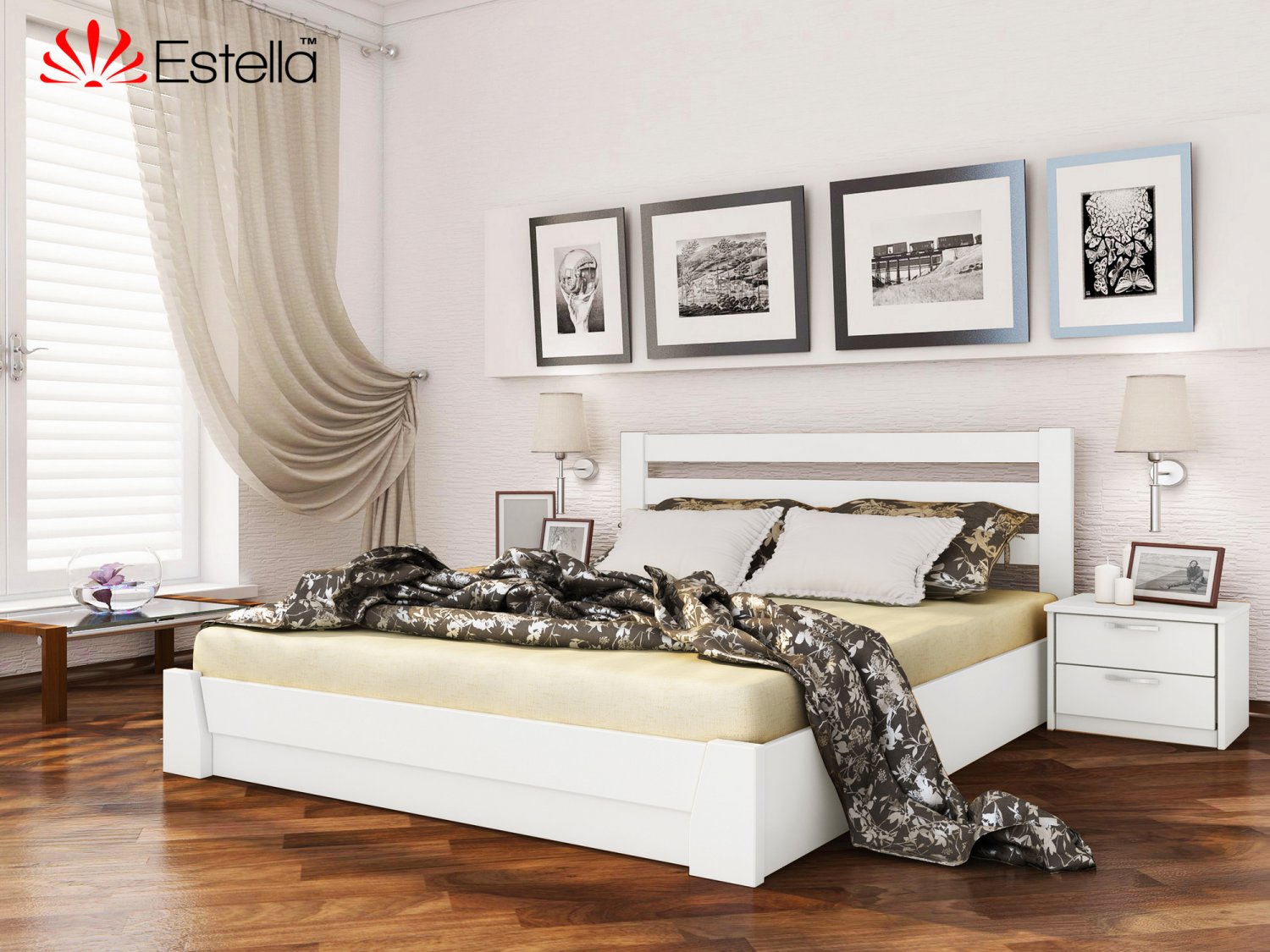 

Кровать двуспальная Селена Estella 120х190 107 - белый Масив 2Л25
