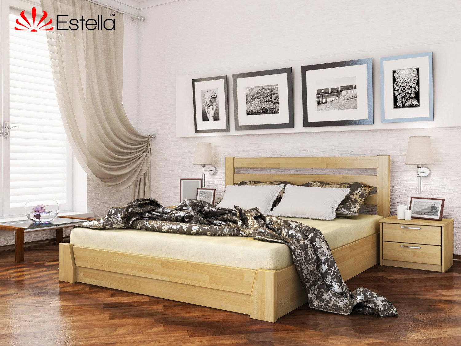 

Кровать двуспальная Селена Estella 180х200 102 - бук Щит 2Л4