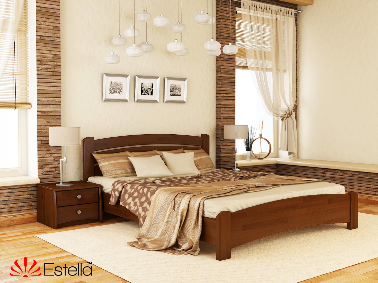 

Кровать двуспальная Венеция Люкс Estella 160х190 108 - каштан Щит 2Л25