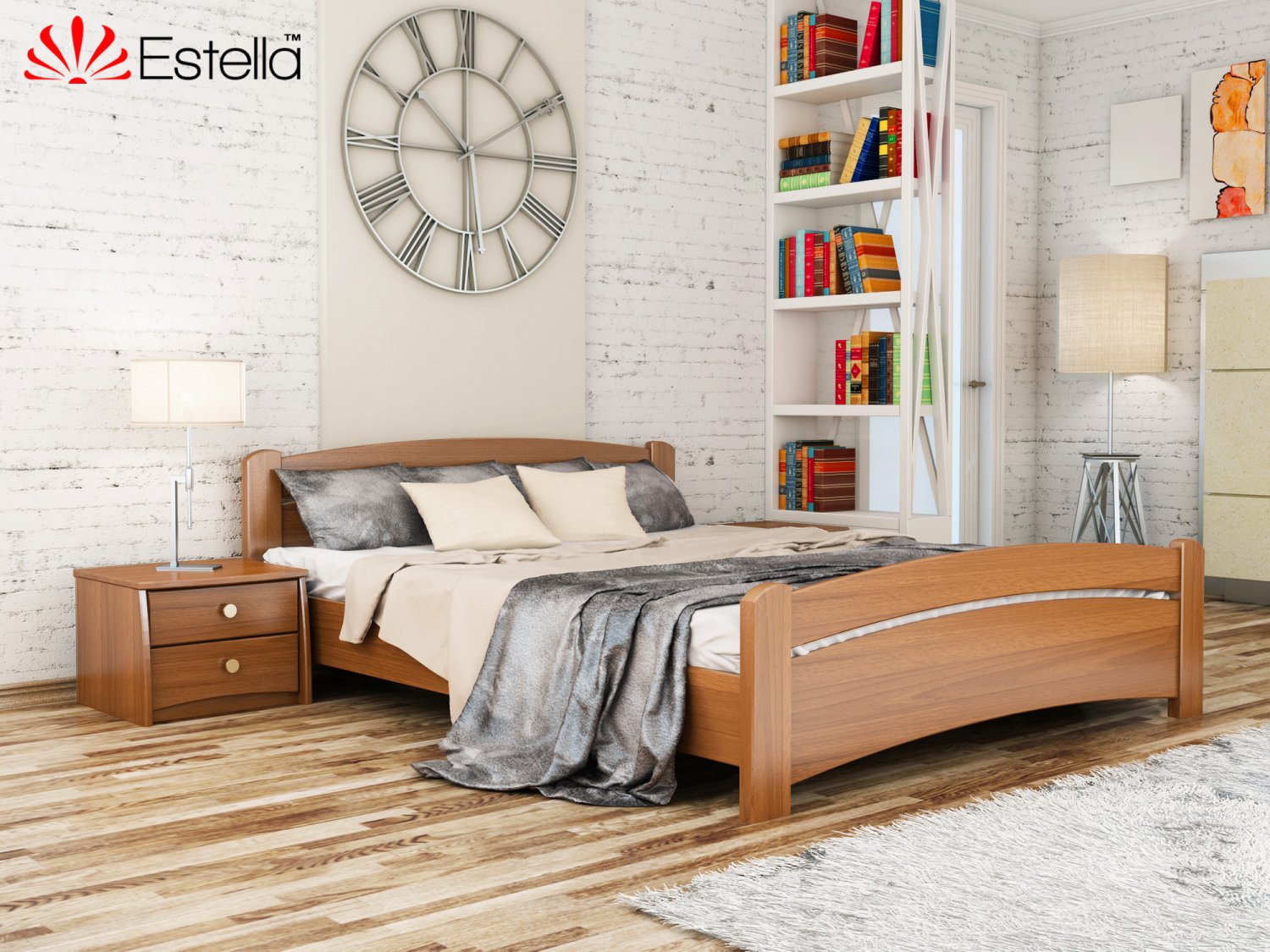 

Кровать двуспальная Венеция Estella 140х190 105 - ольха Масив 2Л25