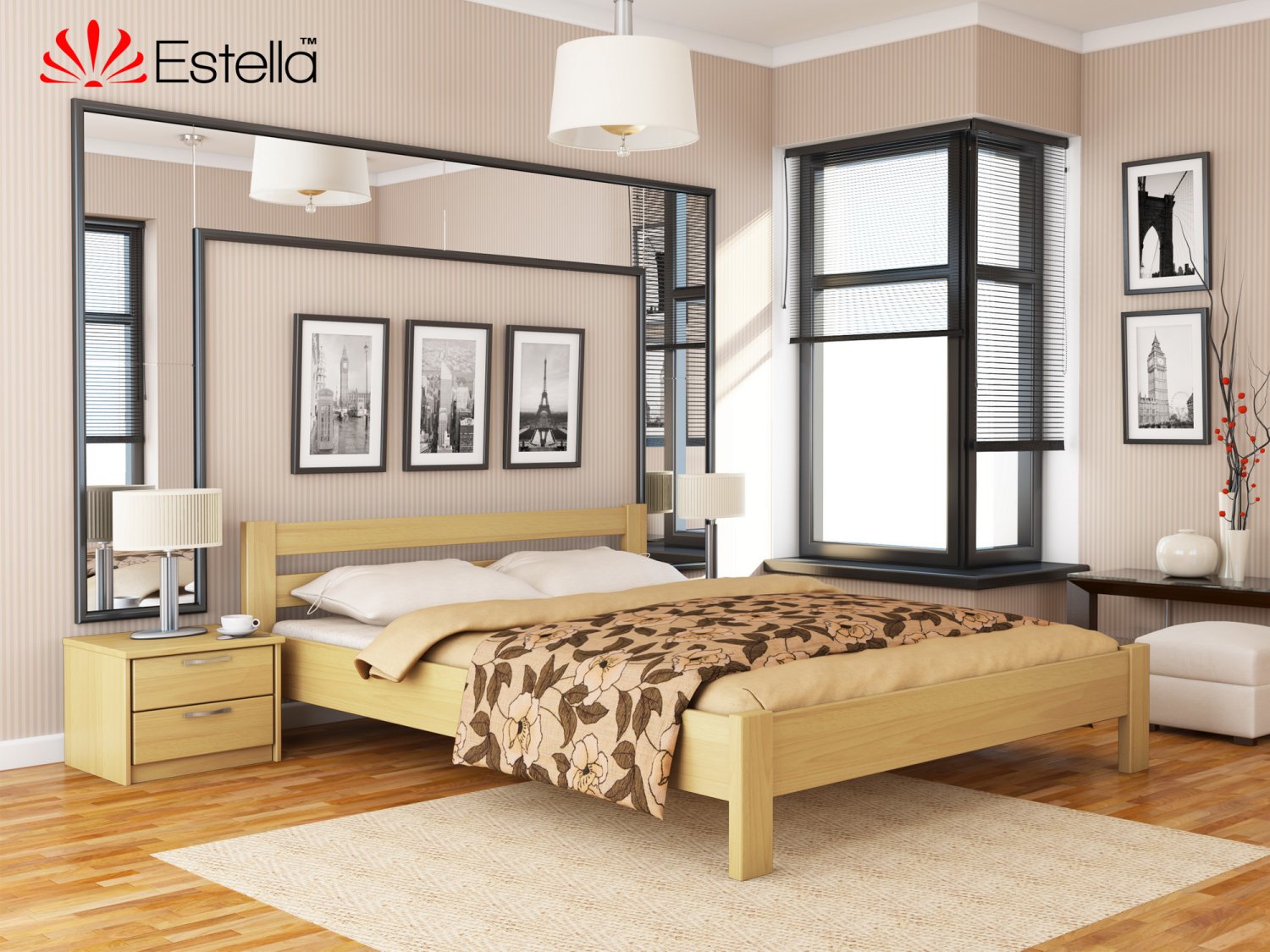 

Кровать двуспальная Рената Estella 160х200 102 - бук Масив 2Л25