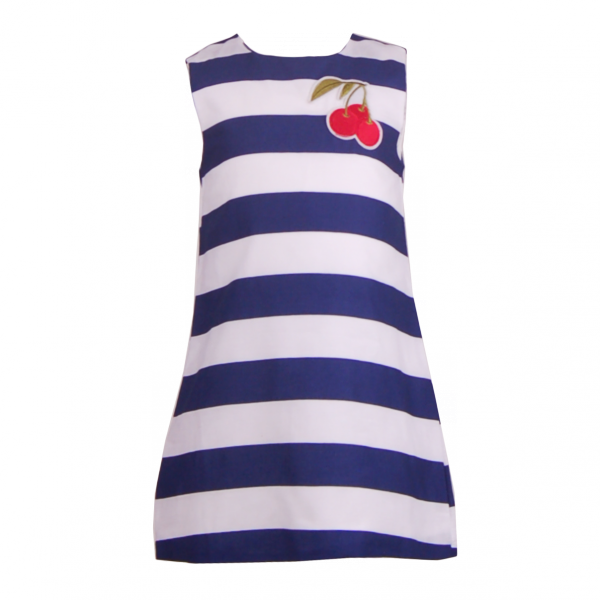 

Полосатое платье для девочки с нашивкой 5 лет (110 см) O 50330-stripes темно синий цвет