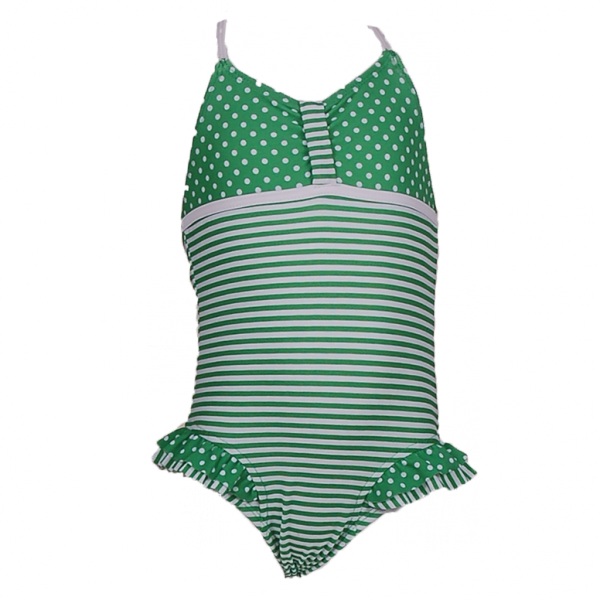 

Слитный купальник в полоску с горохом 4 года (104 см) S 10039-green зеленый цвет