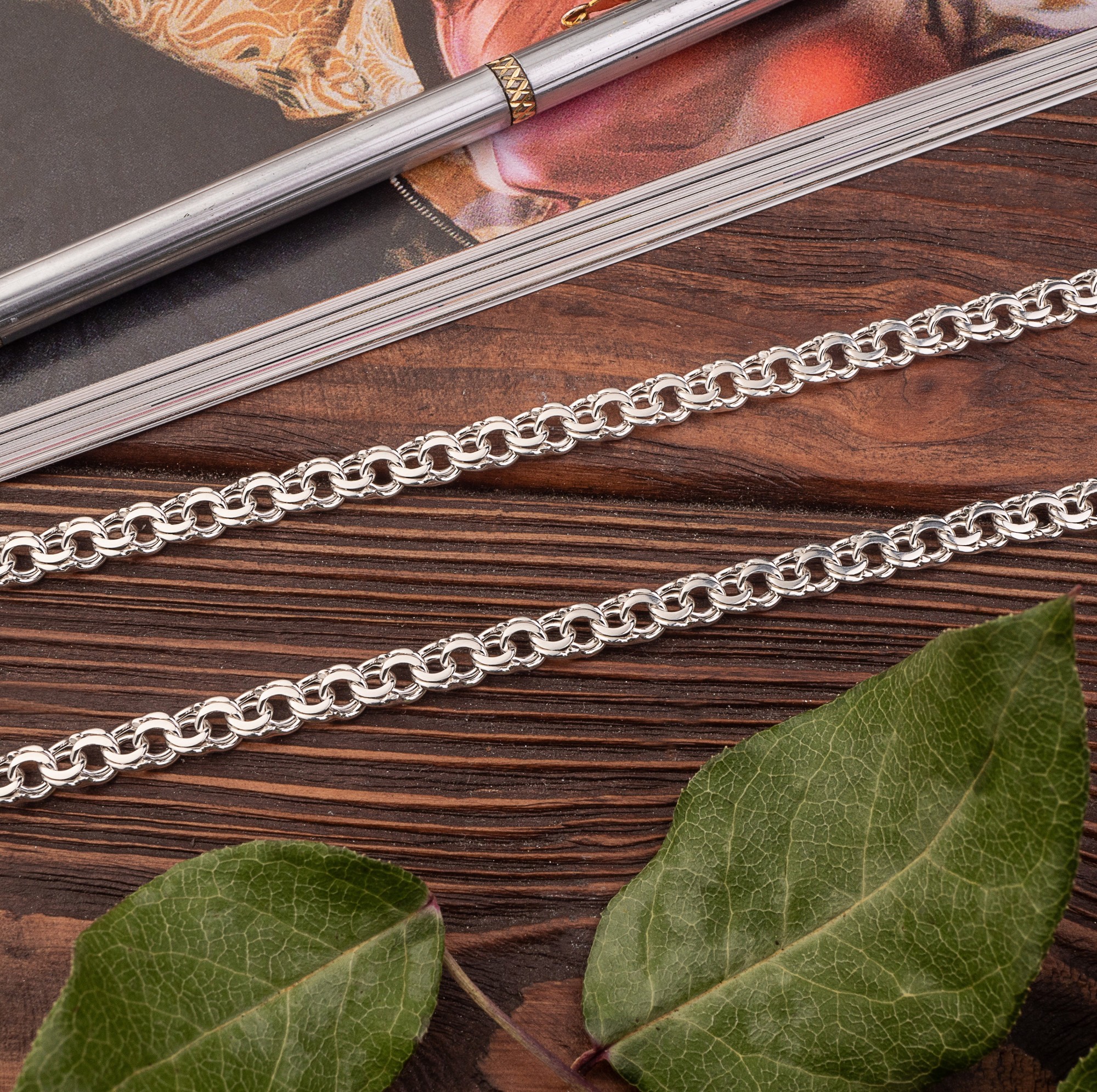 

Серебряная цепочка Плоский (классический) бисмарк 50 см 19,0 грамм арт 102