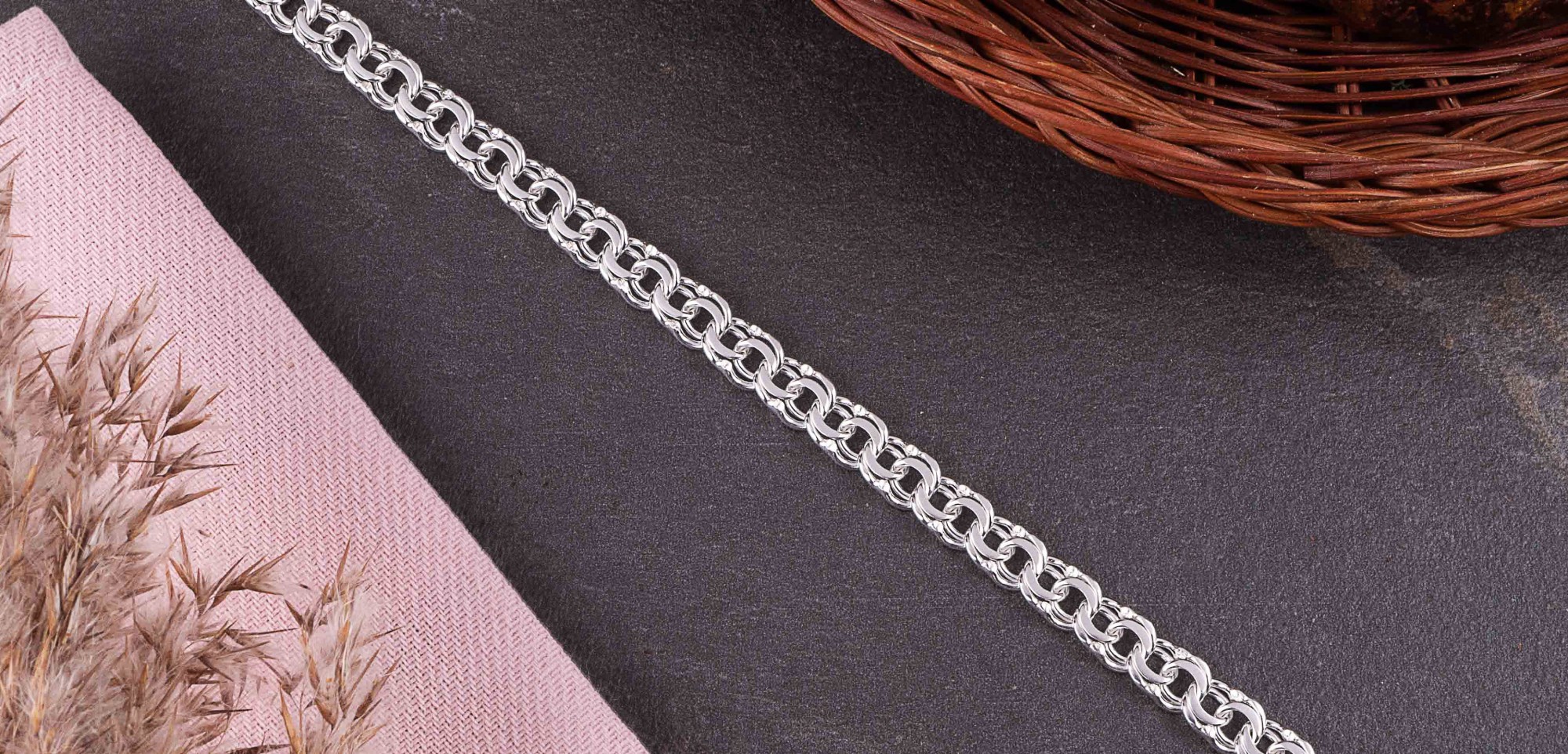 

Серебряный браслет Классический (плоский) бисмарк 22 см 10,6 грамм арт. 202
