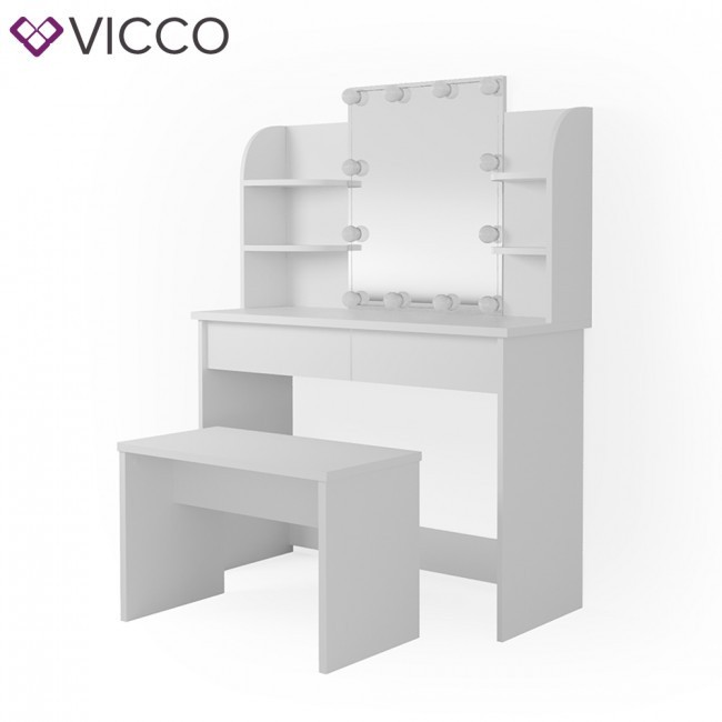 

Туалетный столик с лампами и лавкой Vicco, белый
