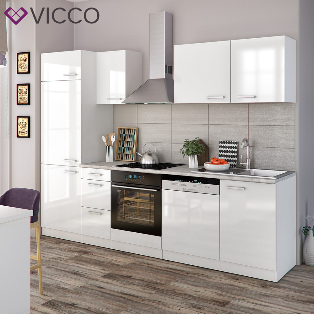 

Готовая кухня Vicco Optima, 270 см, белый глянец