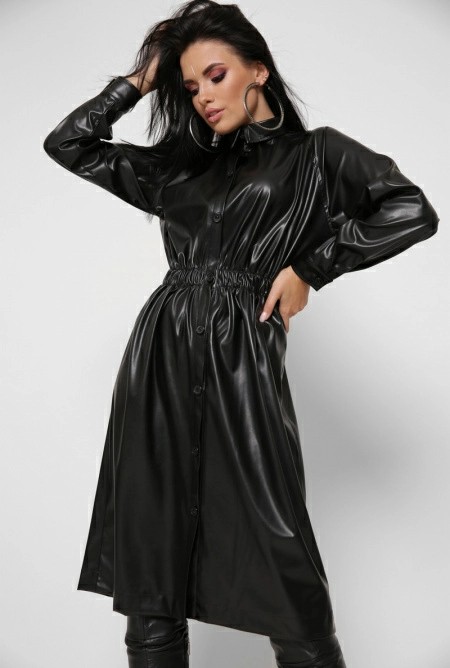 

Женское кожаное платье Carica L черный