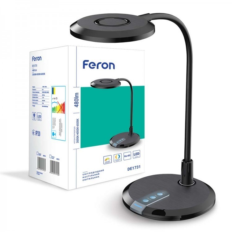 

Лампа настольная Feron DE1731 8W 450lm черная