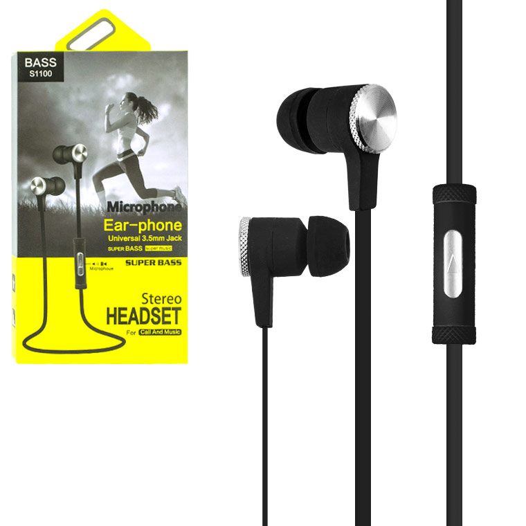 

Наушники с микрофоном Bass S1100 черные