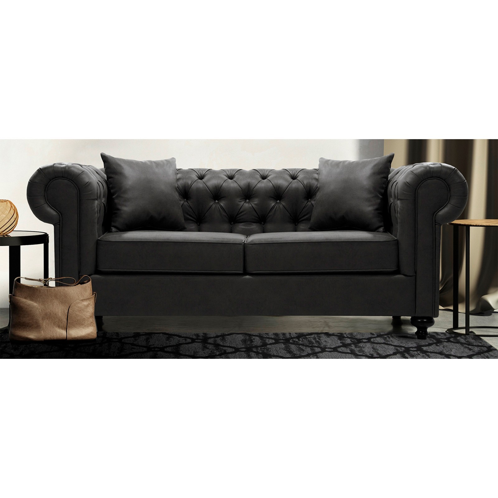 

Прямой диван Chester 2 Seater Черный 99х192 см 141105_4