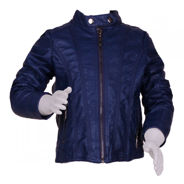 

Детская кожаная куртка с воротником-стойкой 2 года (87 см) Z 10069-deep blue темно синий цвет