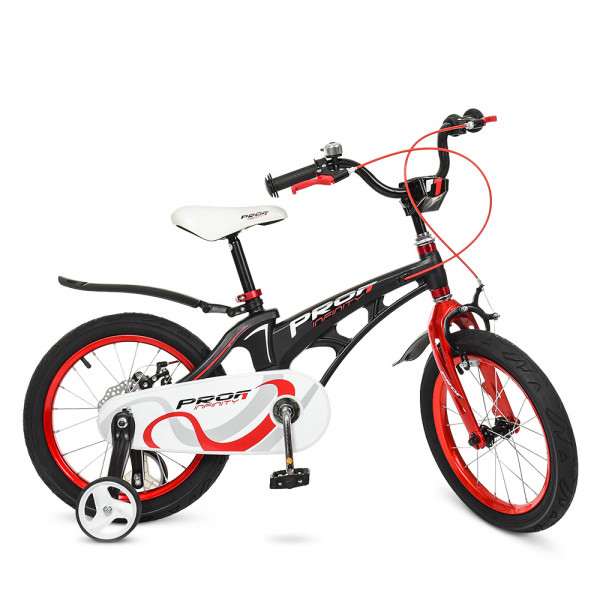 

Велосипед детский 2-х кол. 16д. PROF1 LMG16201 Infinity (black/red)