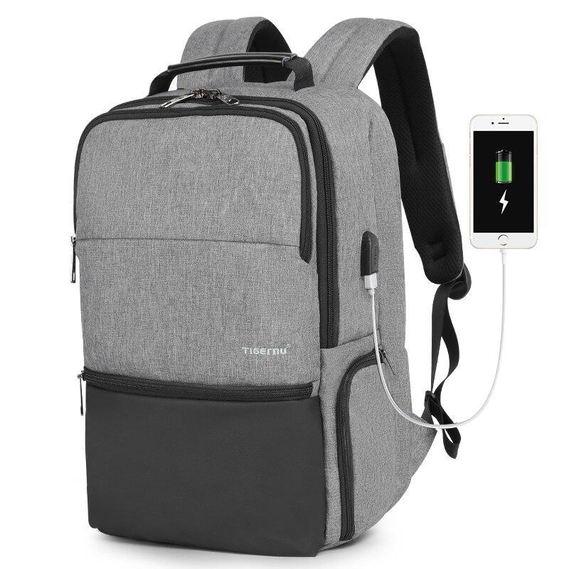 

Рюкзак городской Tigernu T-B3905 для ноутбука 15.6" с USB объем 25л. Серый (кодовый замок в подарок)