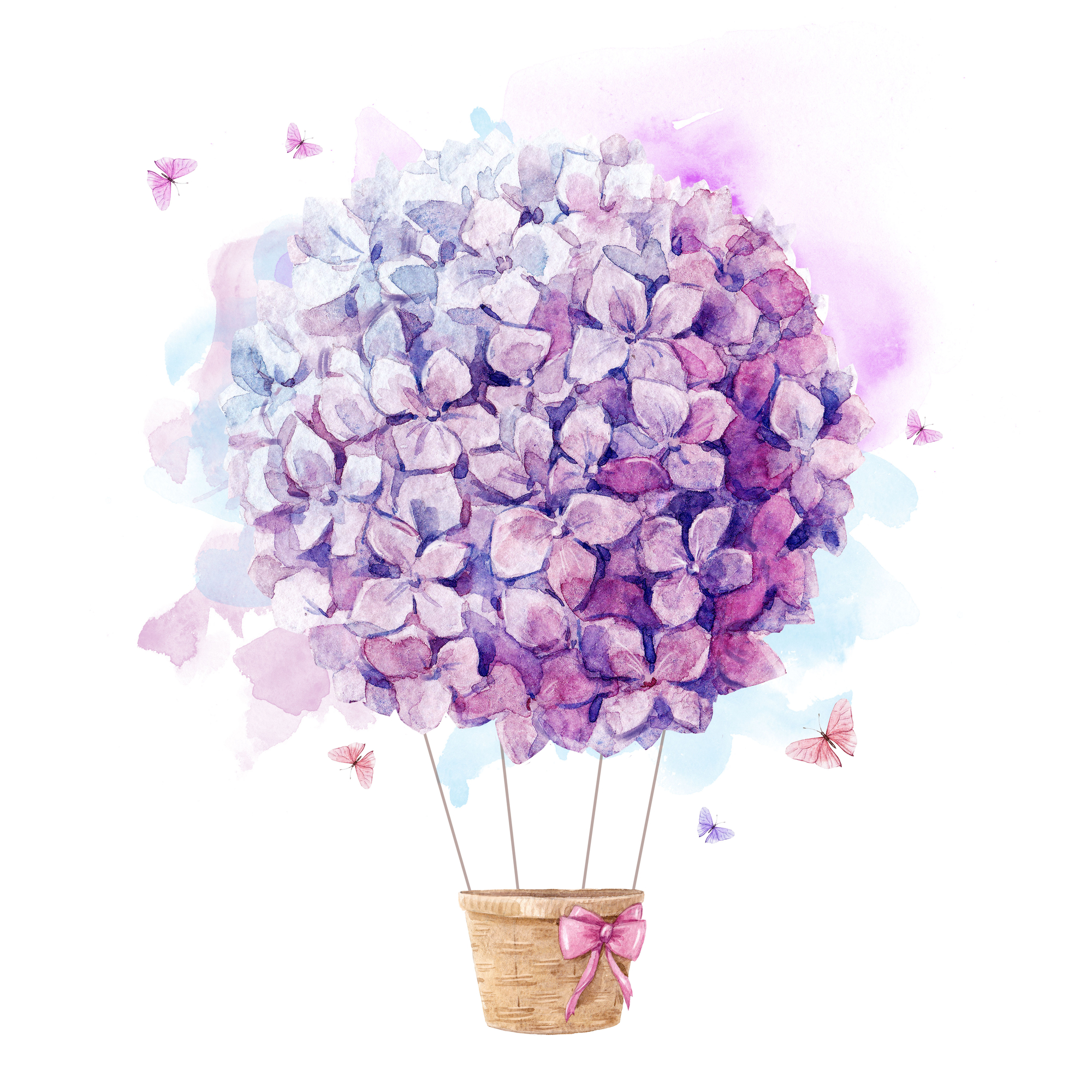 Акварельный воздушный шар с цветами