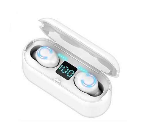 

Беспроводная Bluetooth stereo гарнитура BT F9 TWS ваккумная с дисплеем White