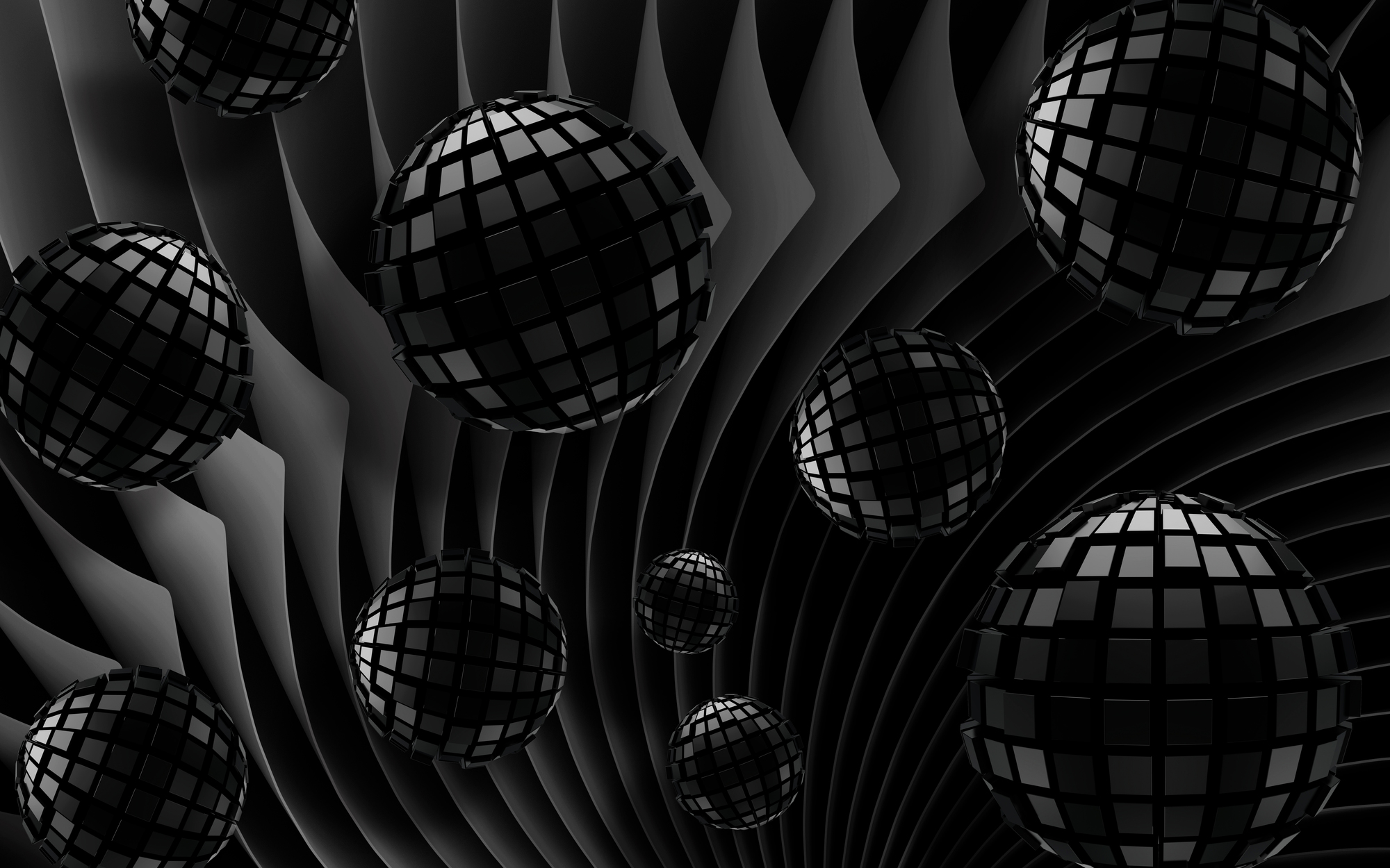 

Фотообои 3D 'Черные шары' (4333) , Штукатурка