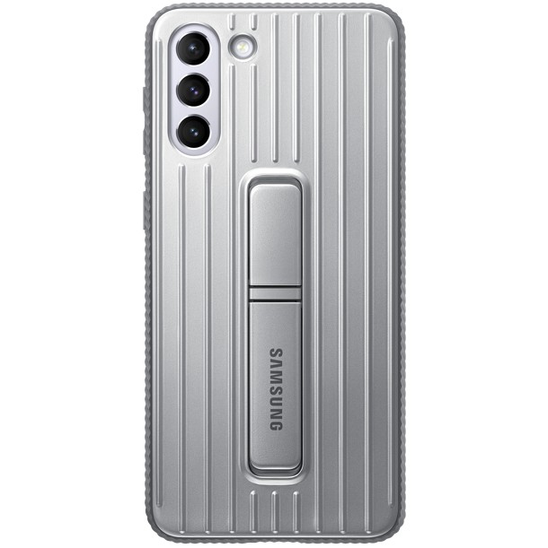 

Противоударный чехол бампер накладка Rugged Protective Standing Cover Samsung Galaxy S21 / S21 5G EF-RG991 silver