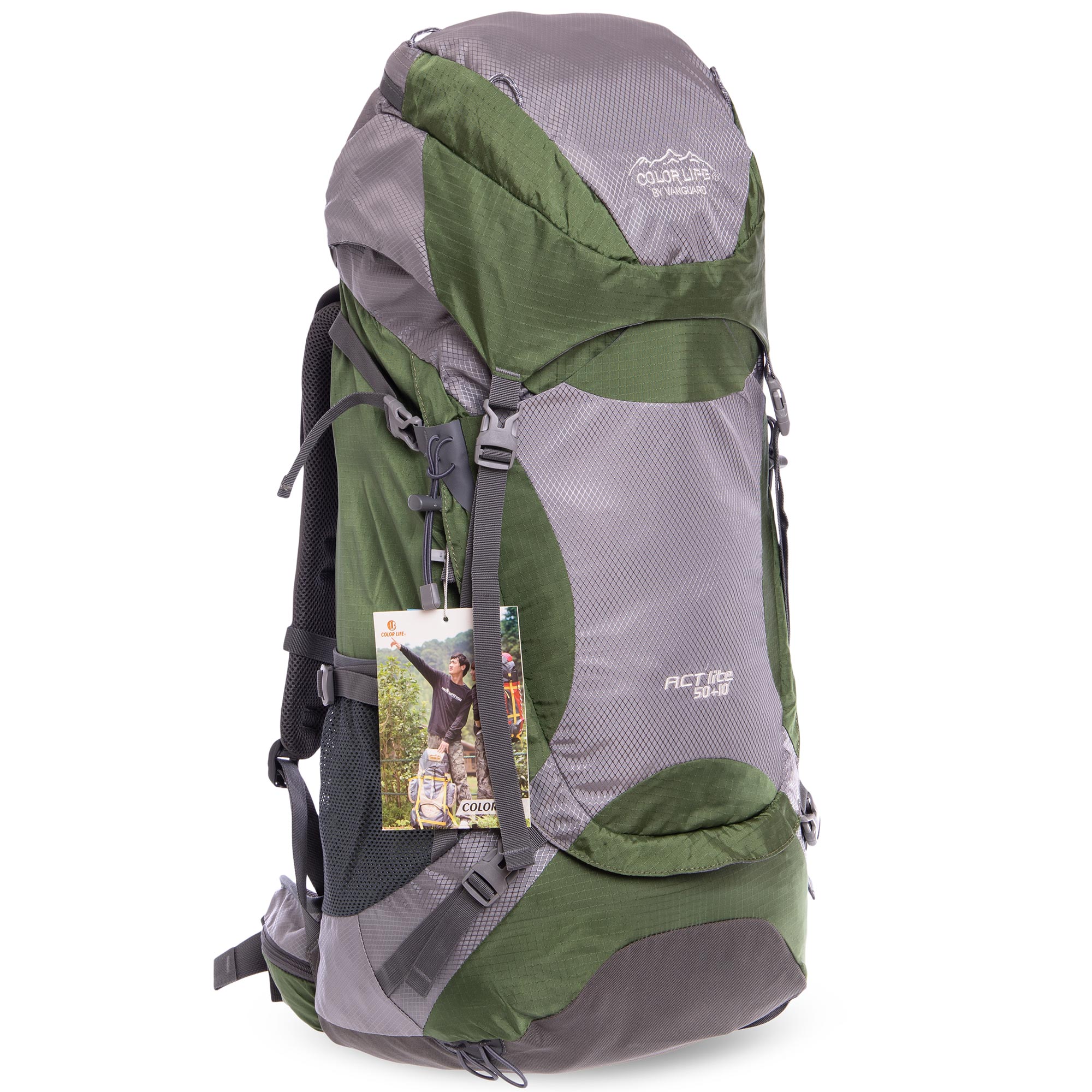 

Туристический рюкзак с каркасной спинкой COLOR LIFE V-60л olive-grey GA-174