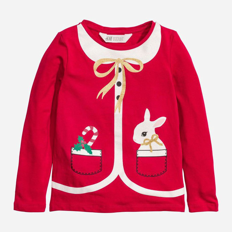 

Футболка с длинными рукавами H&M 498376 122-128 см Красная