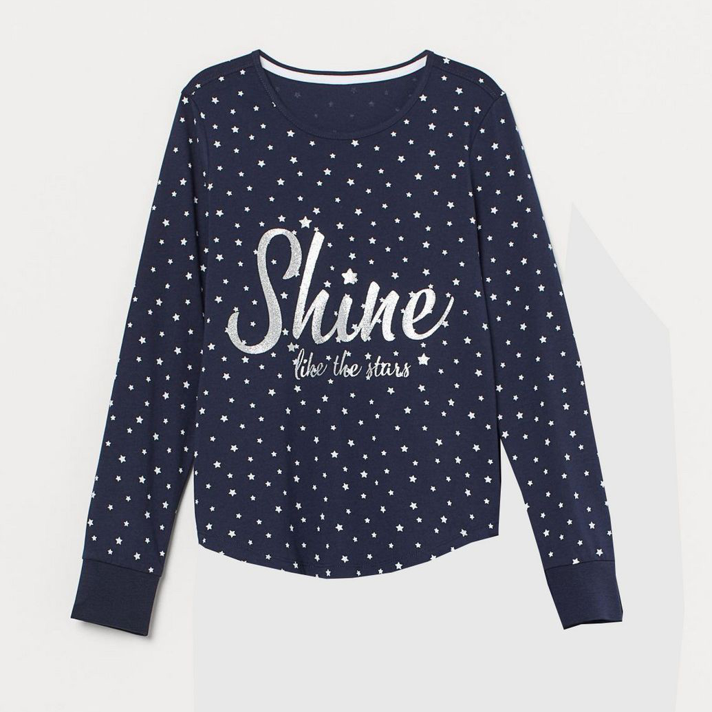 

Футболка с длинными рукавами H&M 624959 134-140 см Темно-синяя