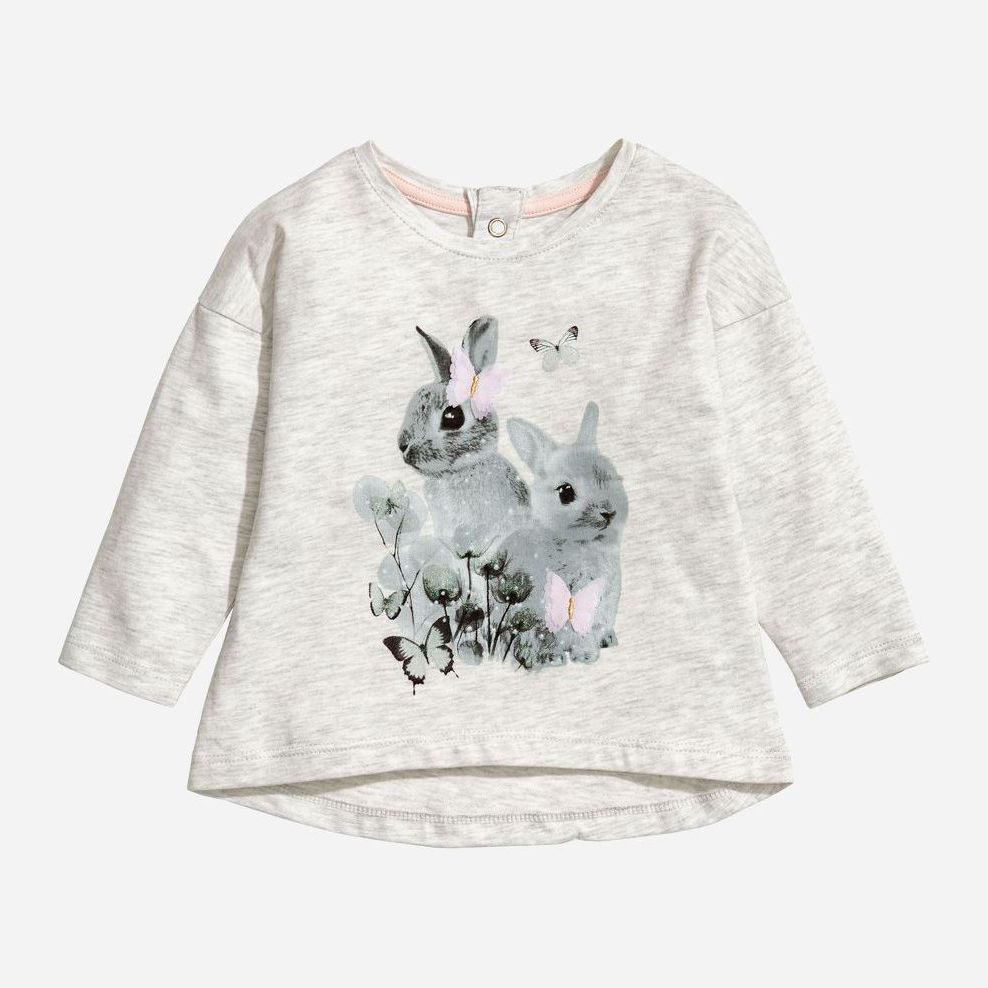 

Футболка с длинными рукавами H&M 549223 80 см Светло-серая