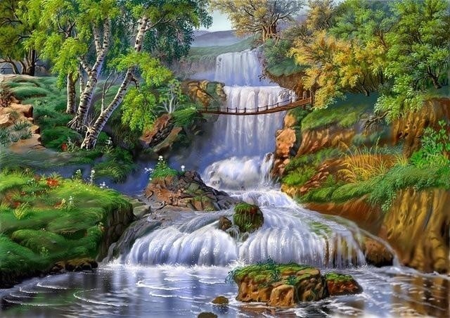 

Набор алмазной вышивки Алмазная мозаика "Мост через водопад" 60х40 (338)