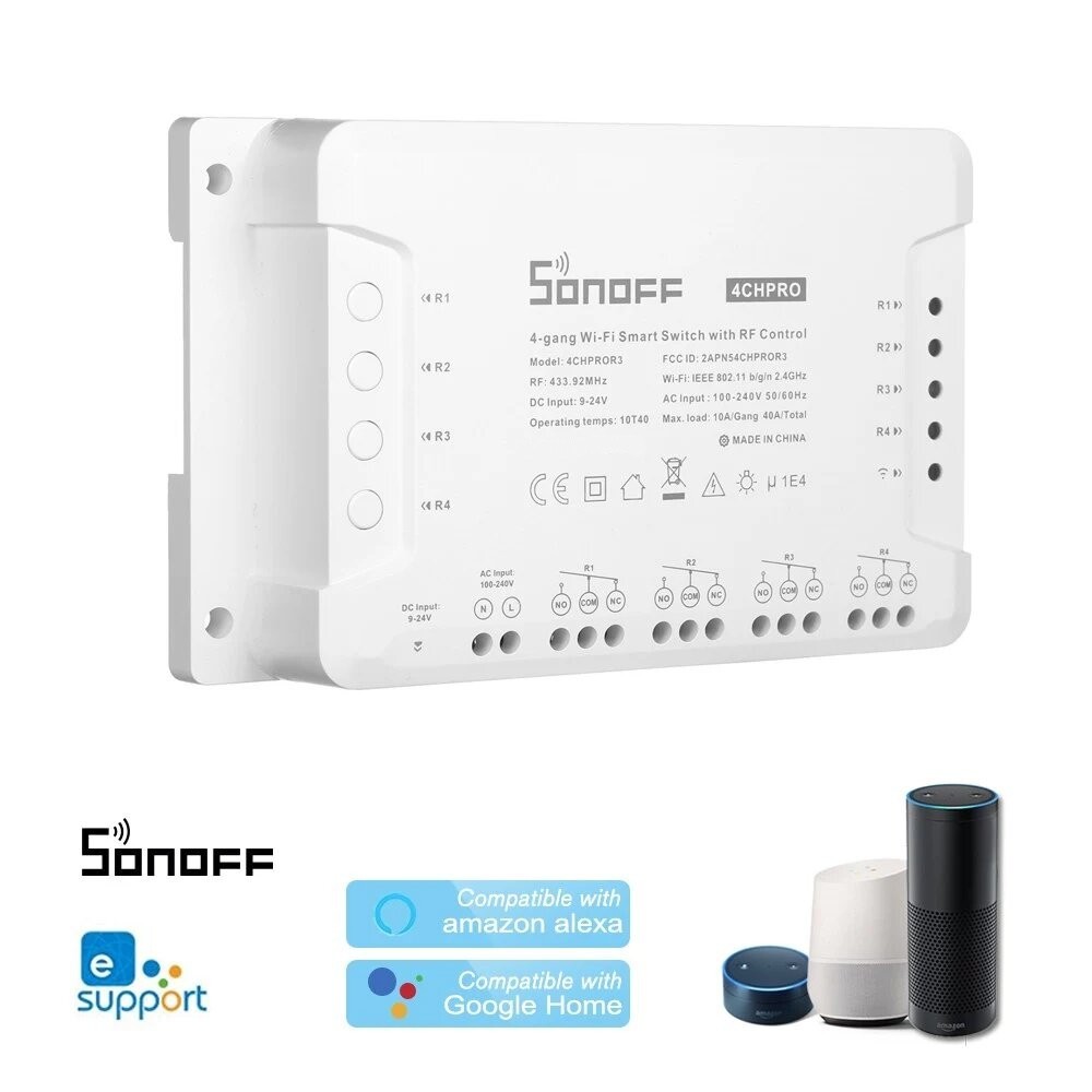

Wi-Fi выключатель Sonoff 4CH Pro R3 многоканальное реле