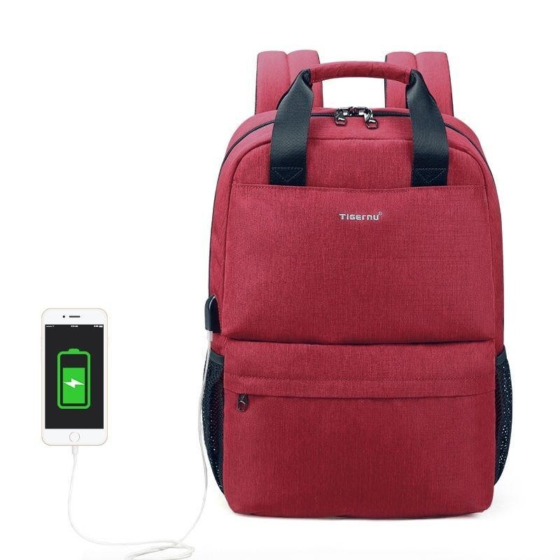 

Рюкзак городской Tigernu T-B3508 для ноутбука 15,6" с USB объем 18л. Красный (кодовый замок в подарок)