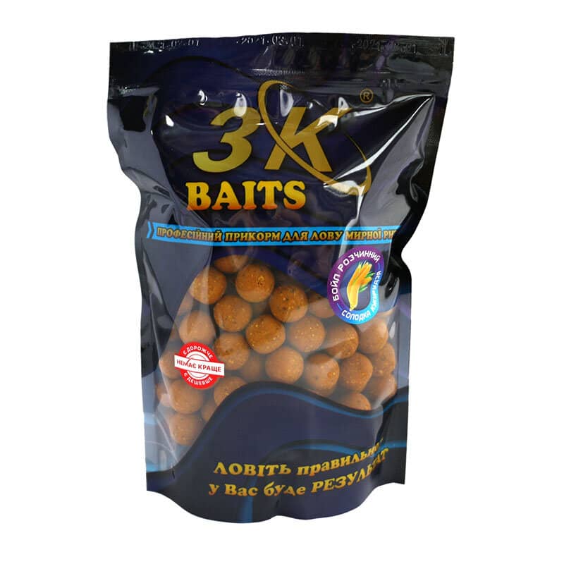 

Бойл 3KBaits растворимый пылящий Сладкая кукуруза 20мм 800г (3KB1217)