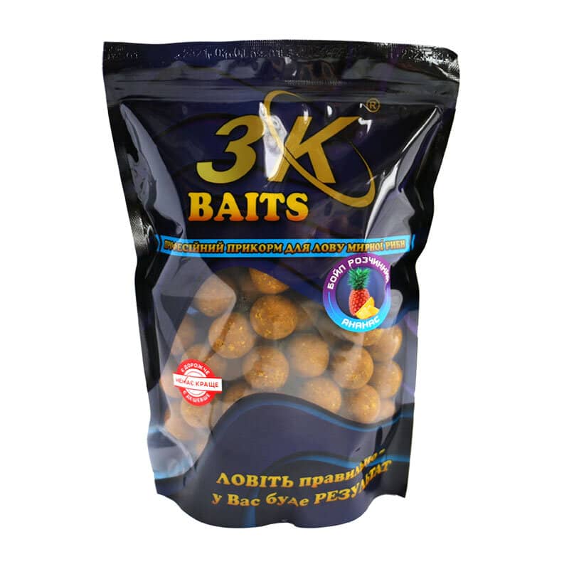 

Бойл 3KBaits растворимый пылящий Ананас 24мм 800г (3KB1169)