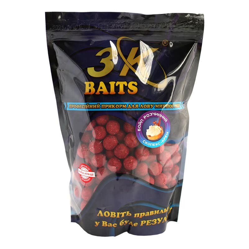 

Бойл 3KBaits растворимый пылящий Скопекс-крем 16мм 800г (3KB1207)