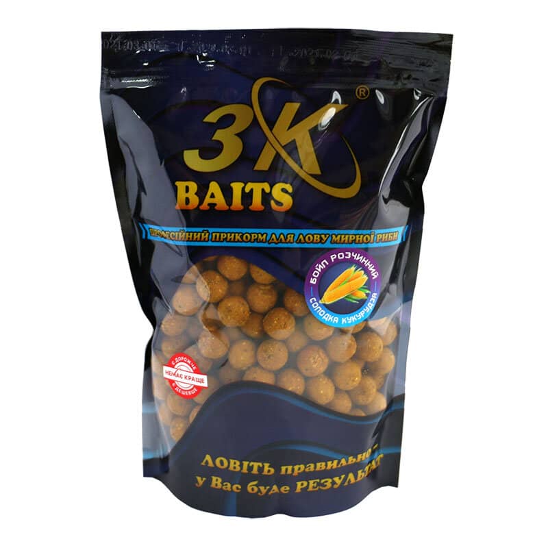 

Бойл 3KBaits растворимый пылящий Сладкая кукуруза 16мм 800г (3KB1208)