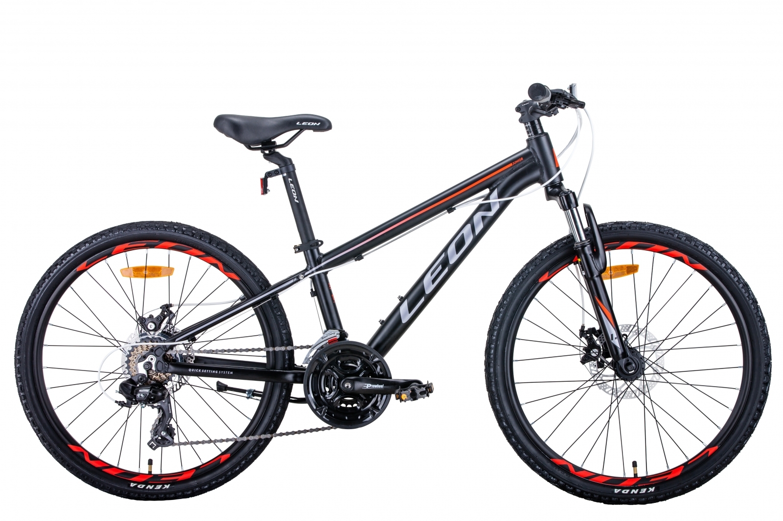 

Велосипед 24" Leon JUNIOR AM DD черно-оранжевый с серым (м) 2021