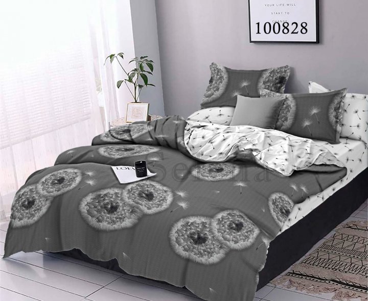 

Комплект постільної білизни Selena Бязь Люкс Одуванчик Grey2 100828 Сімейні