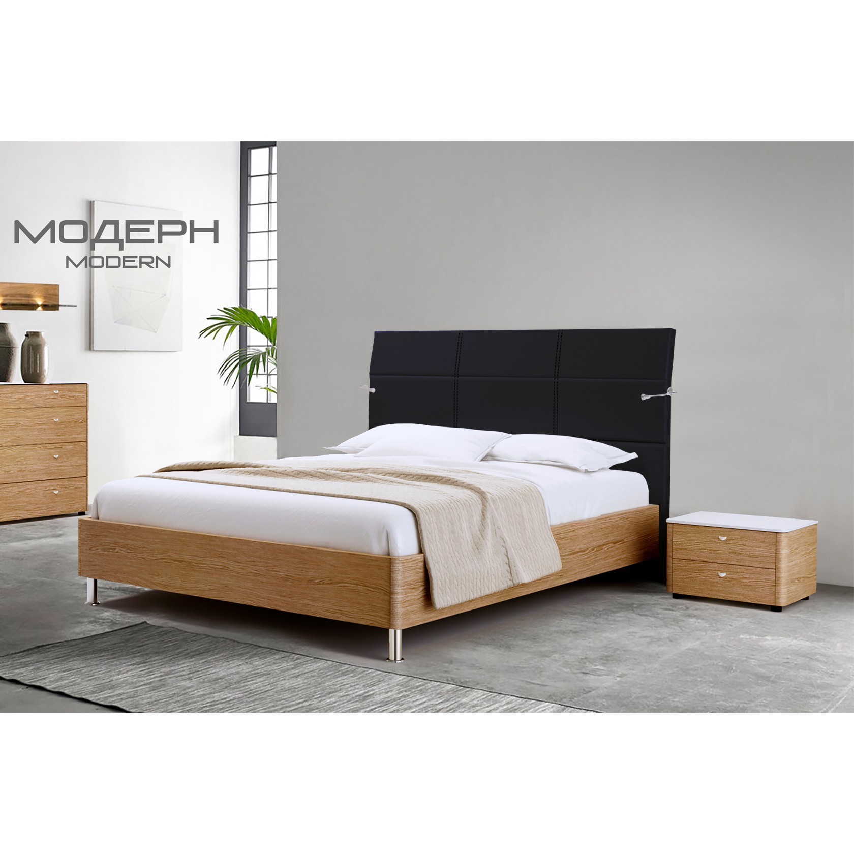 

Кровать Турин модерн (Green Sofa) Черная 140х200 см 381144_22