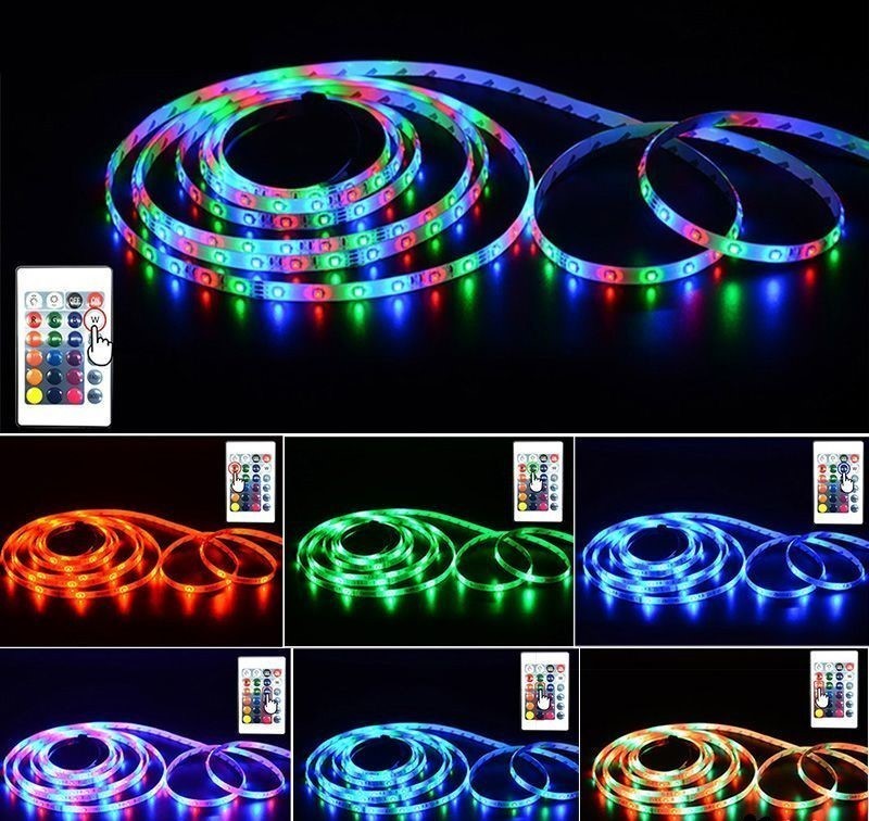 

Светодиодная лента, LED RGB в комплекте с пультом и блоком питания 300 светодиодов 5м