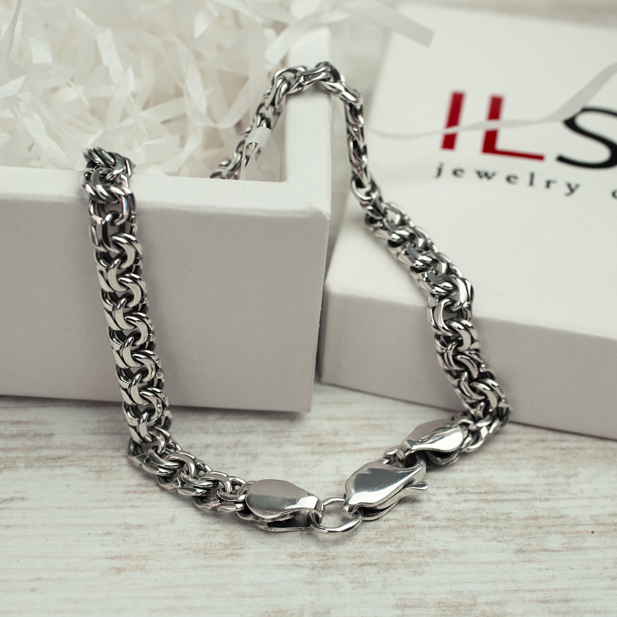 

Серебряный браслет ILSAV 002/2ч (22,5см браслет с чернением)