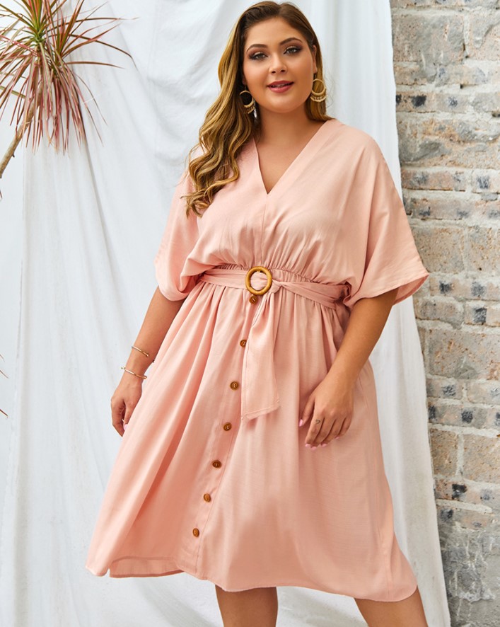 

Платье женское с поясом Sophistication Berni Fashion PLUS (XXL) Розовый