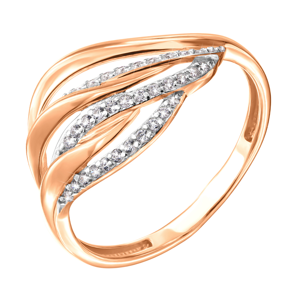 

Золотое кольцо в комбинированном цвете с фианитами 000138394 16.5 размера