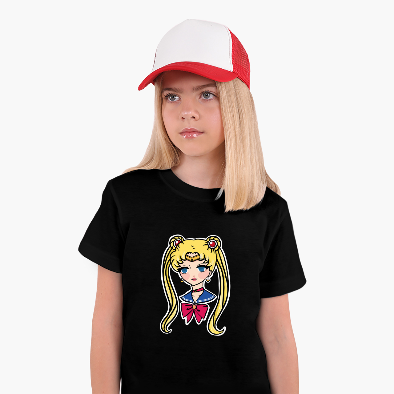 

Детская футболка для девочек Сейлор Мун (Sailor Moon) (25186-2926-11) 146-152 см Хлопок Черный