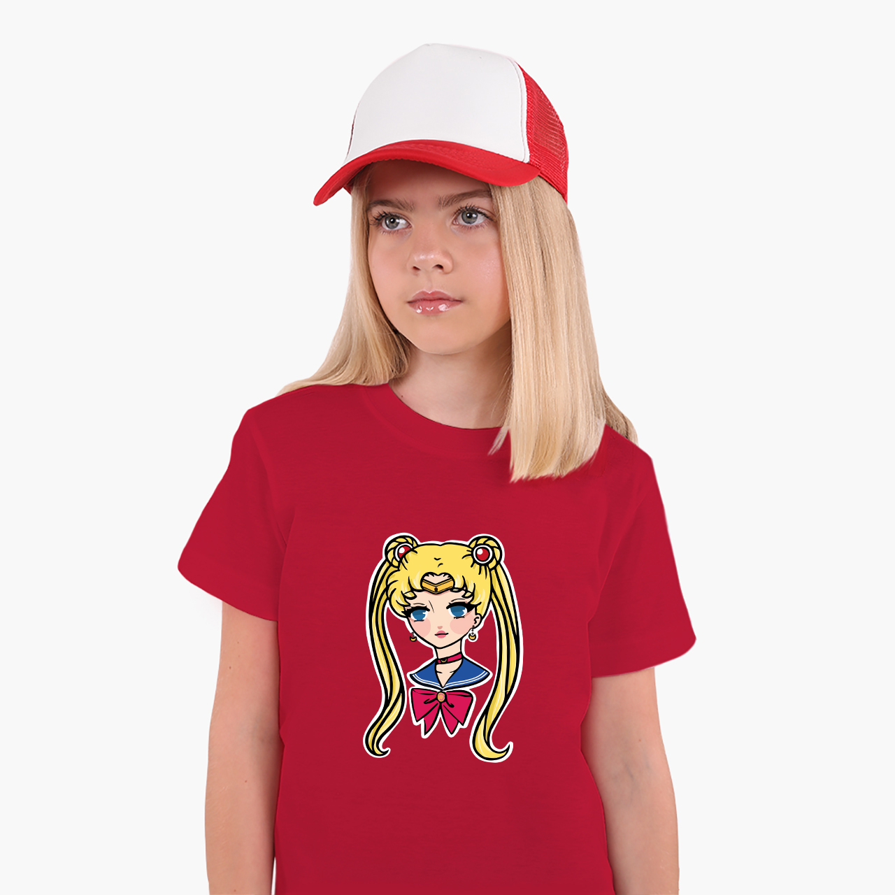 

Детская футболка для девочек Сейлор Мун (Sailor Moon) (25186-2926-5) 146-152 см Хлопок Красный