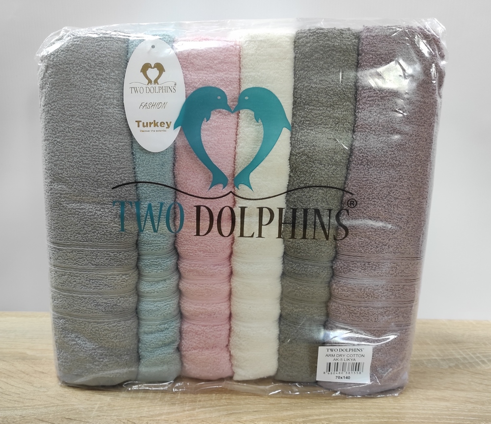 

Набор махровых полотенец 70х140 Two Dolphins 6 штук AK5 Likya