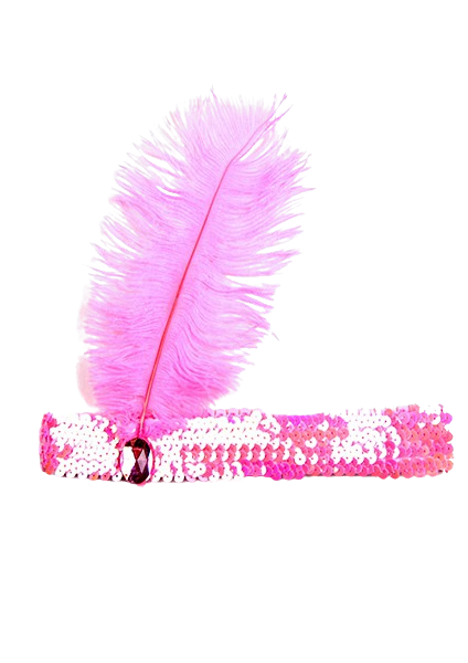 

Повязка на голову с пером 7079-light pink светло розовый цвет