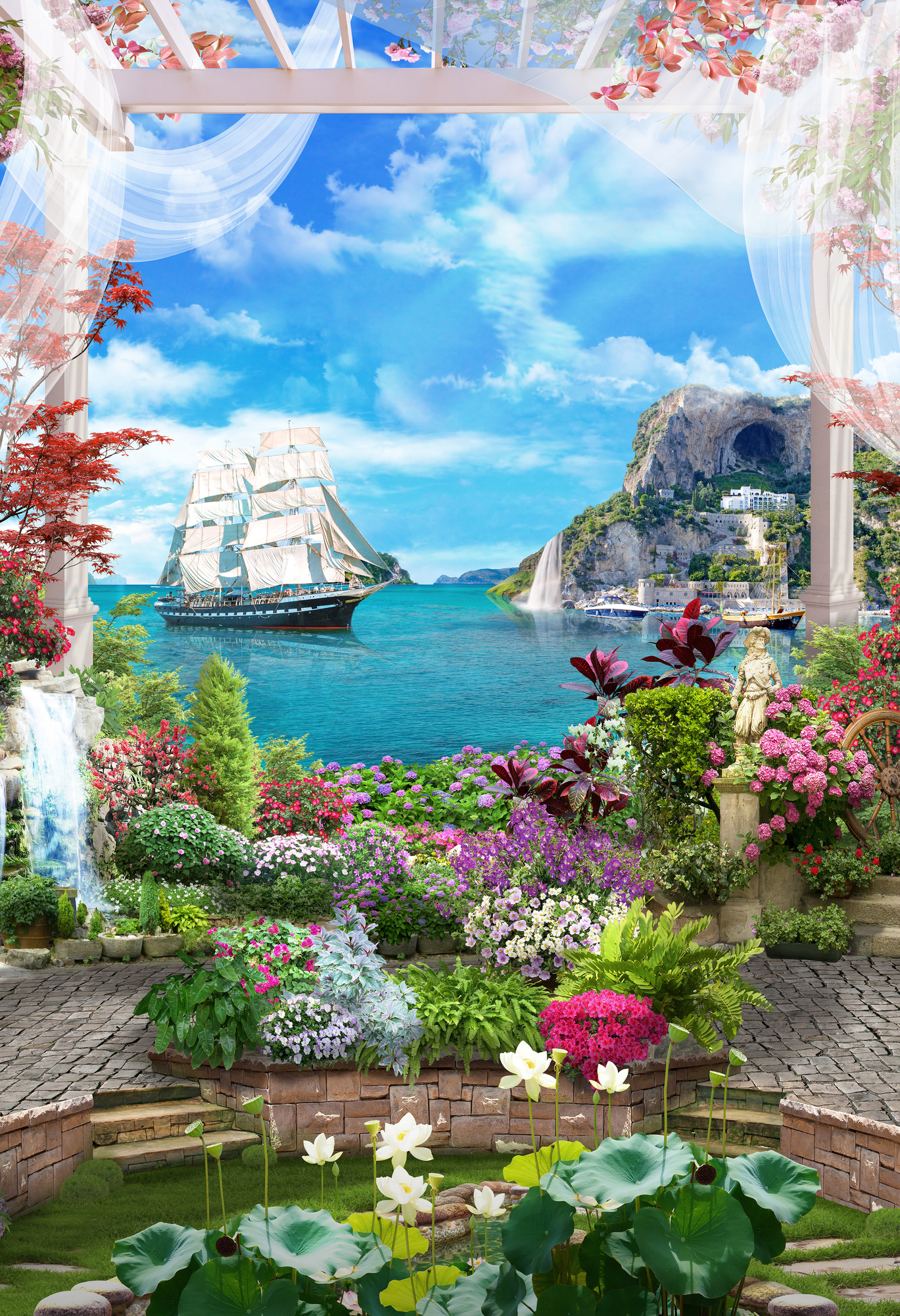 

Фотообои Фрески 'Сад с видом на море' (3364) , Классик