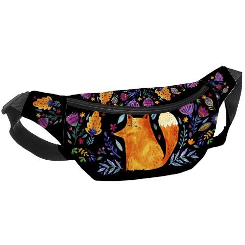 

Сумка бананка на пояс BUMBAG Лиса и цветы Present бананка поясная сумка на пояс c принтом черная