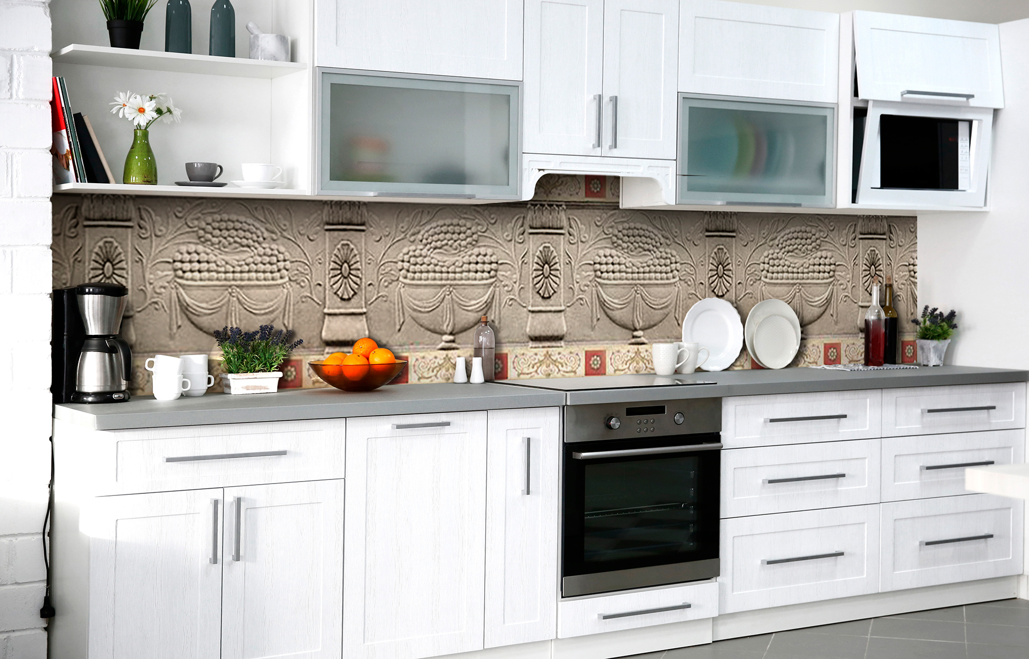 

Скинали на кухню Zatarga Древнеримская лепнина 600х2500 мм