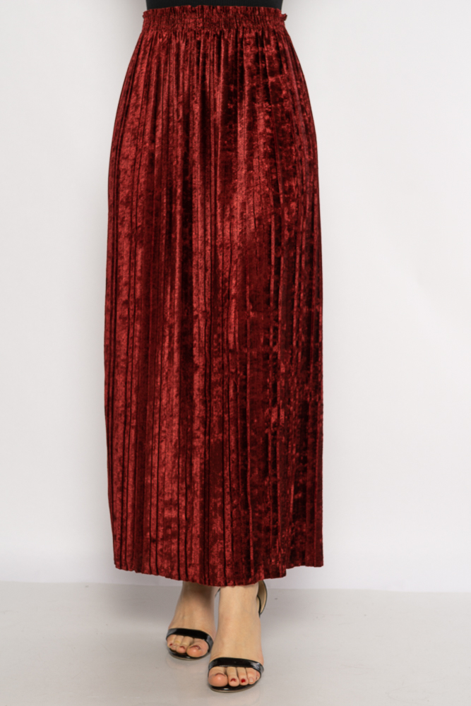 

Юбка макси плиссированная велюровая Time of Style 631F005 - Бордовый, Юбка макси плиссированная велюровая Time of Style 631F005 M-XL Бордовый