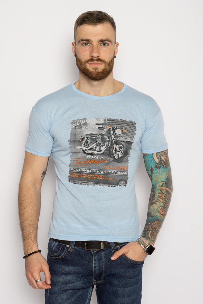 

Мужская хлопковая футболка Time of Style 627F013 L Голубой